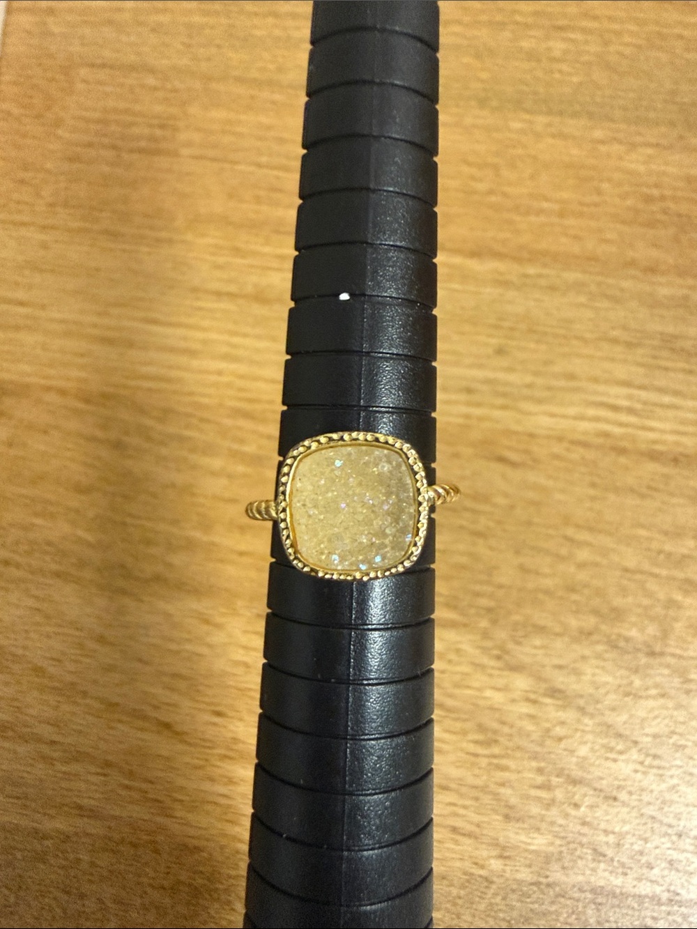 Champagne druzy crystal square cocktail ring stone ring with braided band